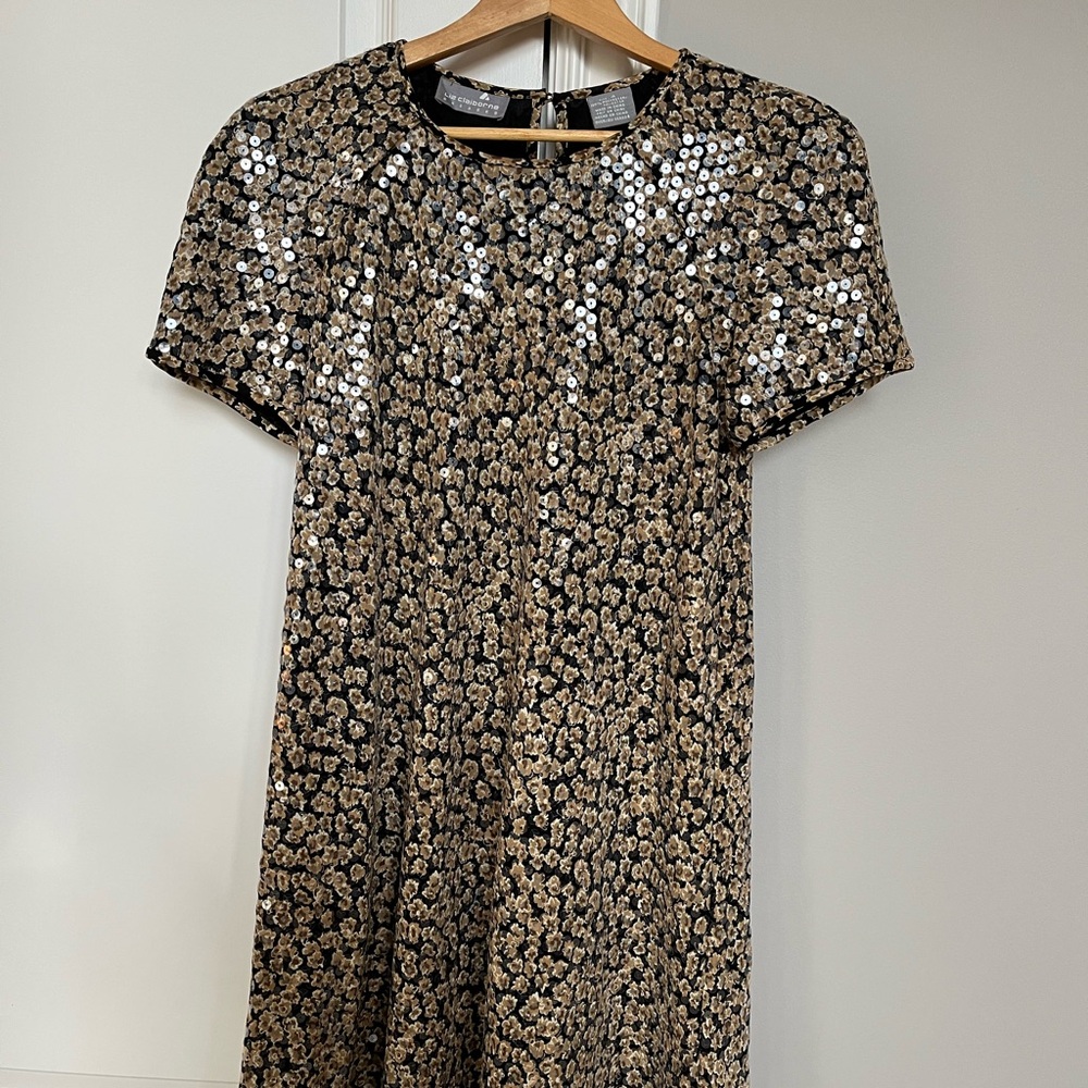 Sequin Floral Black and Gold Dress